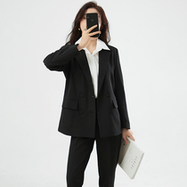 Double-row buckle small suit jacket woman loose spring autumn 2022 new exploits casual Western suit Interview suit Career suit