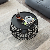 Nordic modern minimalist round tea table combined living room balcony edge a few Nordic iron art small tea table tennis red ins