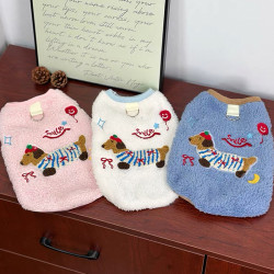 Dog Clothes Autumn and Winter Outfit Teddy Vest Double-Sided Fleece Thickened with Leash Buckle Small Dog Pet Cat Clothing