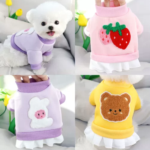 Puppy Spring и осенняя потная пота Teddy Bie Beauty Pets осень и зимние маленькие кошки и одежда для кошек -инсии