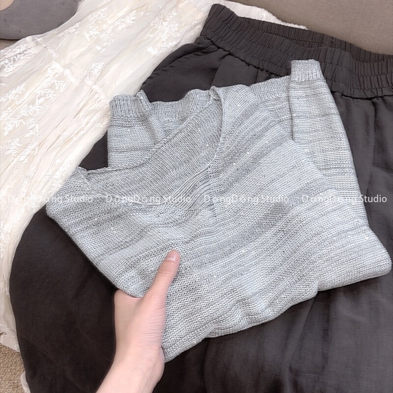 Super Heavy-Duty!/Blue Star River/Sequin Short-Sleeved Knit Top for Women [Length 55cm, Bust 94cm] 7608