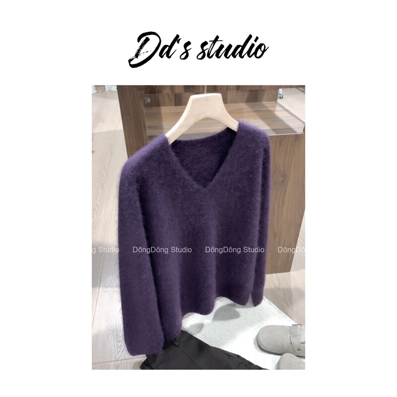 New Color Series! / V-Neck Brushed Knit Sweater for Women / V-Neck Top [Length 63cm, Bust 100cm] 2609