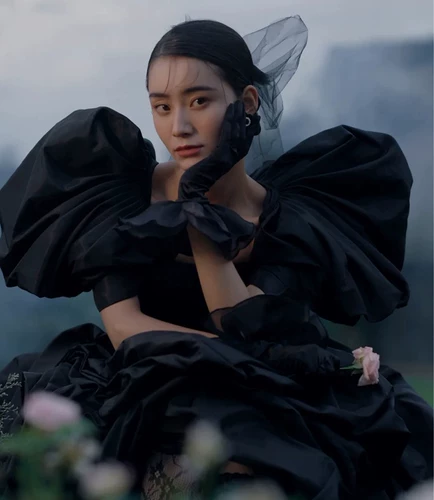 Черное свадебное платье для влюбленных, рукава фонарики