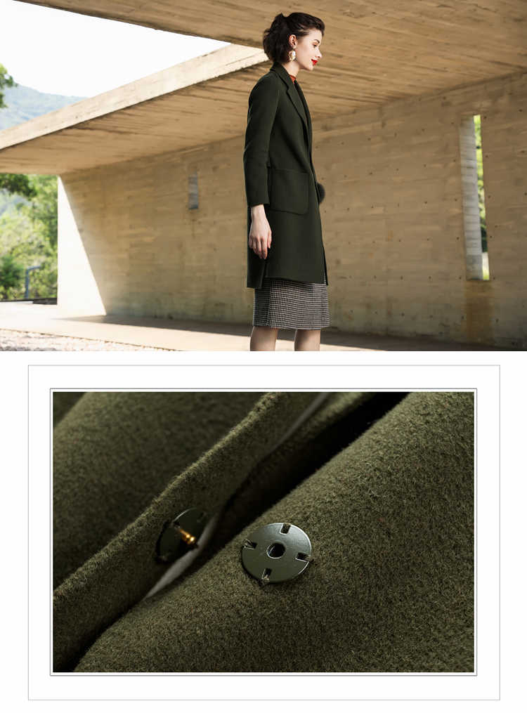 Thương hiệu nữ 2019 mùa thu và mùa đông len mới phần dài hai mặt áo len cashmere hai mặt mỏng - Áo len lót đôi măng tô nữ