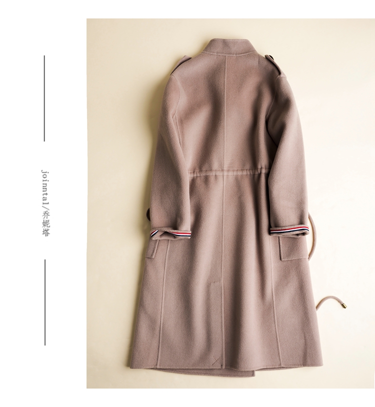 Thương hiệu của phụ nữ 2018 mùa thu và mùa đông len mới len vành đai phần dài hai mặt zero cashmere coat collar collar coat áo khoác len