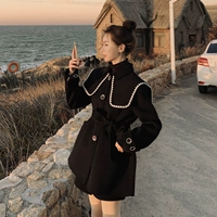 Короткое шерстяное пальто, куртка, приталенный дизайнерский военно-морской корсет, в стиле Шанель, подходит для подростков, изысканный стиль, тренд сезона