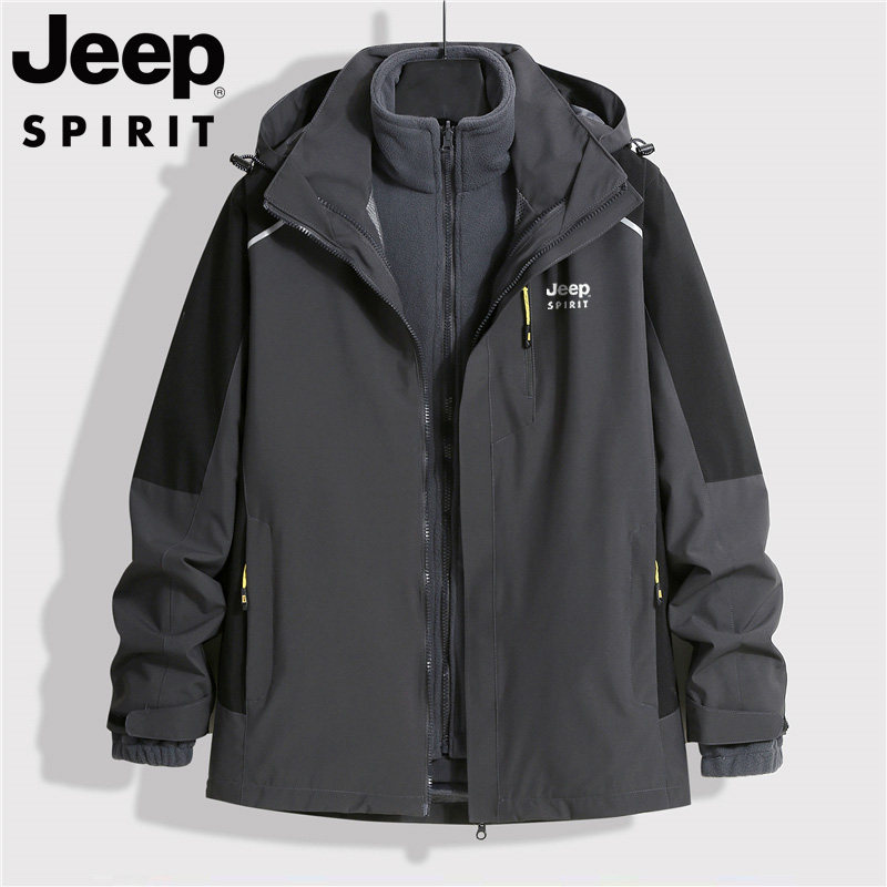 Jeep gip jacket men's fall new three-in-one detachable grip suede liner casual jacket male and female-Taobao