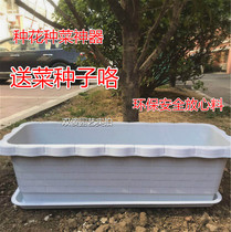 2 rectangular flowerpot resin plastic planting flower trough family balcony roof thick tray large artifact