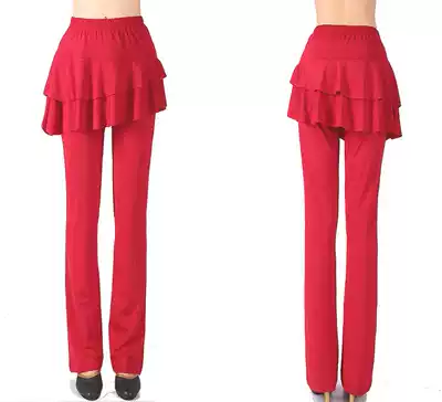 Summer season square dance clothing new culottes red thin Latin dance trouser skirt female adult dance long pants