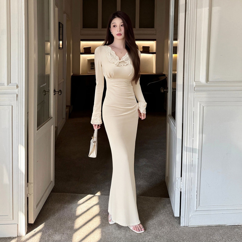 Knitted Dress for Women, Autumn and Winter 2026 New Style, Paired with a Coat and Worn as a Base Layer Long Dress D4211A