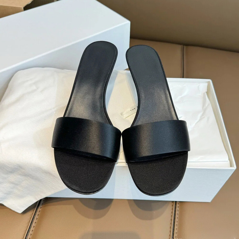 Sheepskin Version ~ Elegant Silk Kitten Heel Slip-On Sandals for Women, Summer Outdoor Wear, European and American Style, Genuine Leather, Minimalist Style Sandals