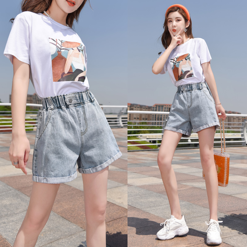 Denim quần short trẻ em mùa hè váy Hàn Quốc phiên bản của học sinh trung học cơ sở bactat Hàn Quốc phiên bản của cô gái là lỏng lỏng quần rộng chân