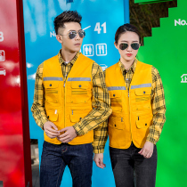 Reflecting strip engineering vest multi-pocket fishing vest multi-pocket tooling outdoor photography work clothes custom printed logo