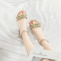 Sandals female summer fairy wind design sense lady shoes flat bottom with skirt college students do not wear feet