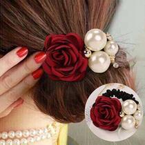 Far Love Flower Pearl Head Rope Korean hairclip Grab Holder High Bullet Hair Hair Rope Hairband floral headdress T320