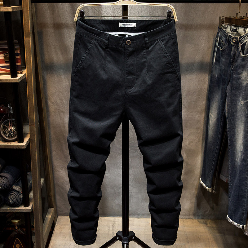 2022 spring new casual pants male loose with large size elastic narrow footed pants Korean version trend Harun fat sub long pants