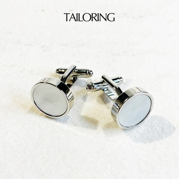 Cufflinks French Classic Round Natural Mother-Of-Pearl Cufflinks Men's Groom Cuff Pins Elegant and Refined Texture