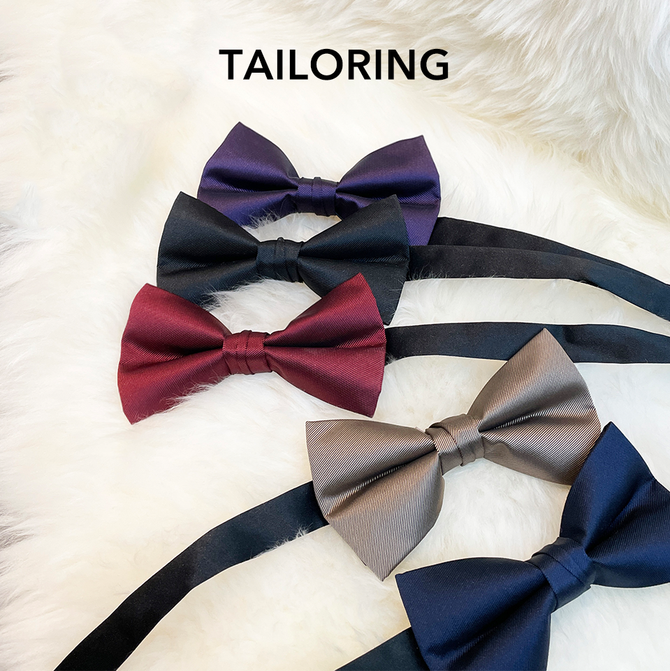 Silk classic black bow tie, simple cut