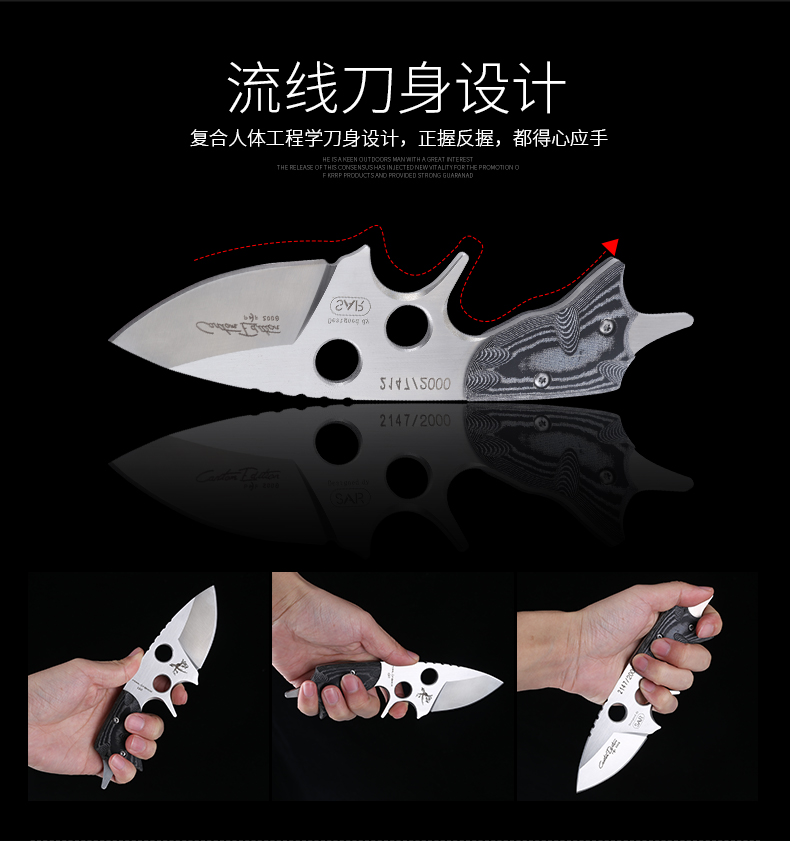 Chiến thuật đặc biệt D2 thép ngoài trời saber dao tự vệ lưỡi dao cầm tay mini dao thẳng độ cứng cao sắc nhọn Thụy Sĩ dao quân đội thụy sĩ cao cấp
