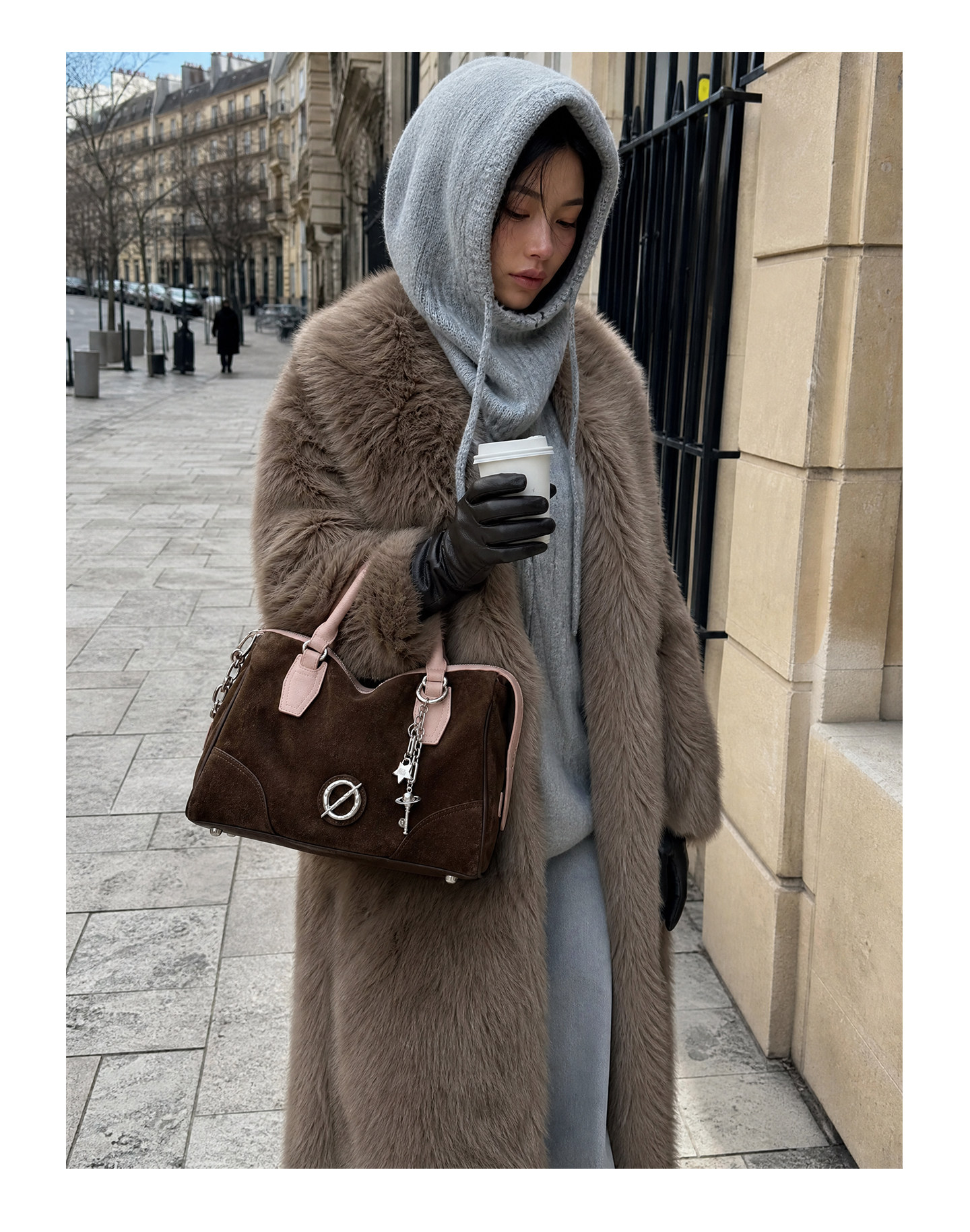 JELLY TOYBOY Dark Brown Cowhide Zip-Top Shoulder Bag