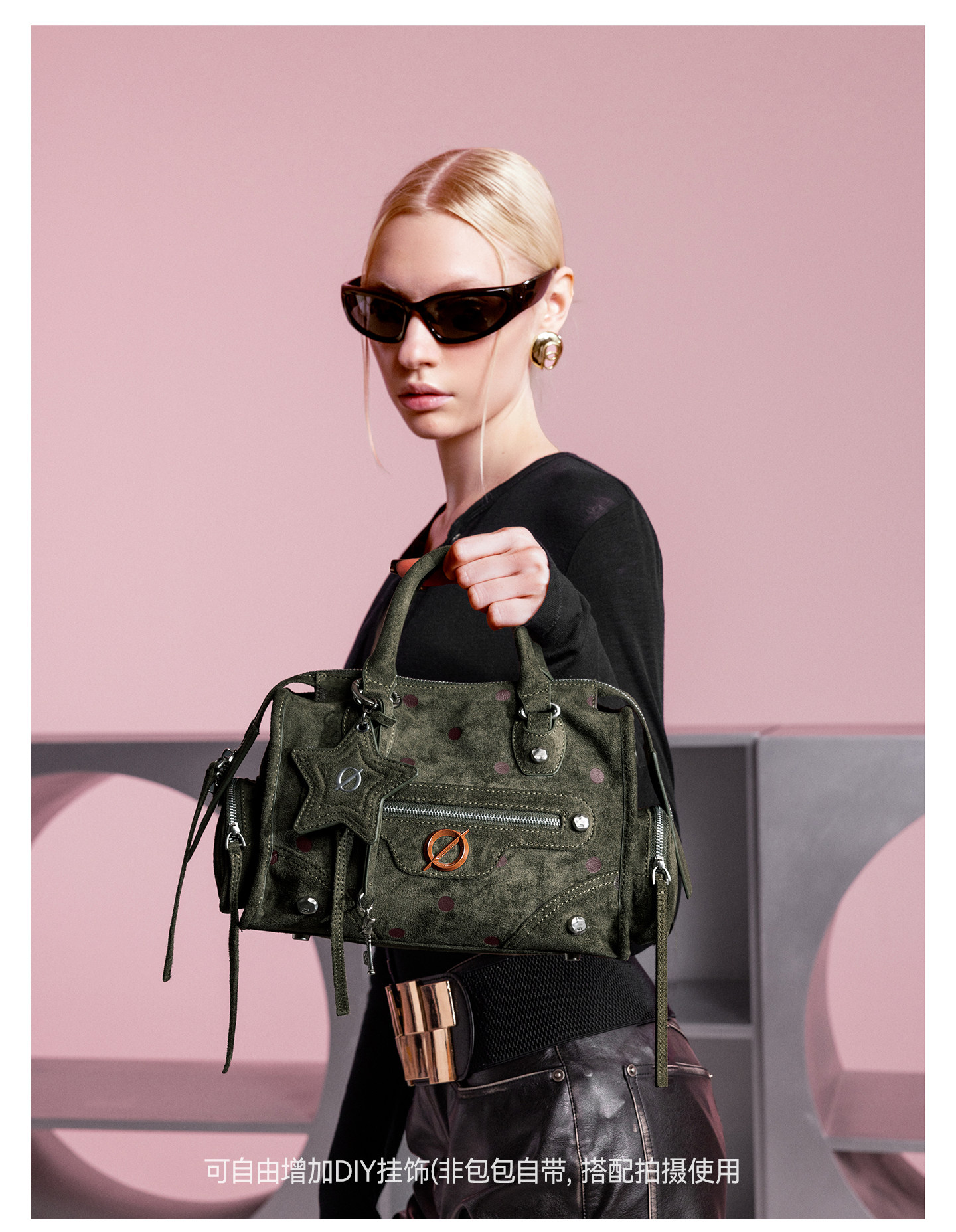 JELLY TOYBOY Faux Leather Polka-Dot Green Mini Tote Bag