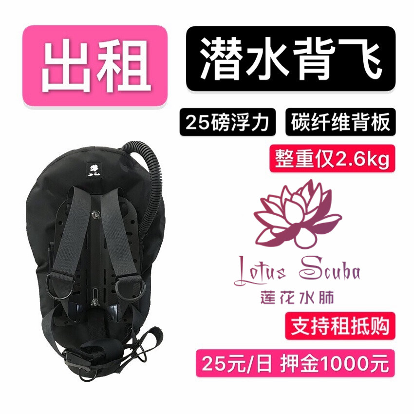 Diving Gear Rental Back Fly Rental BCD 30 lb Buoyancy Carbon Fiber Backplane Dive Watch Rental