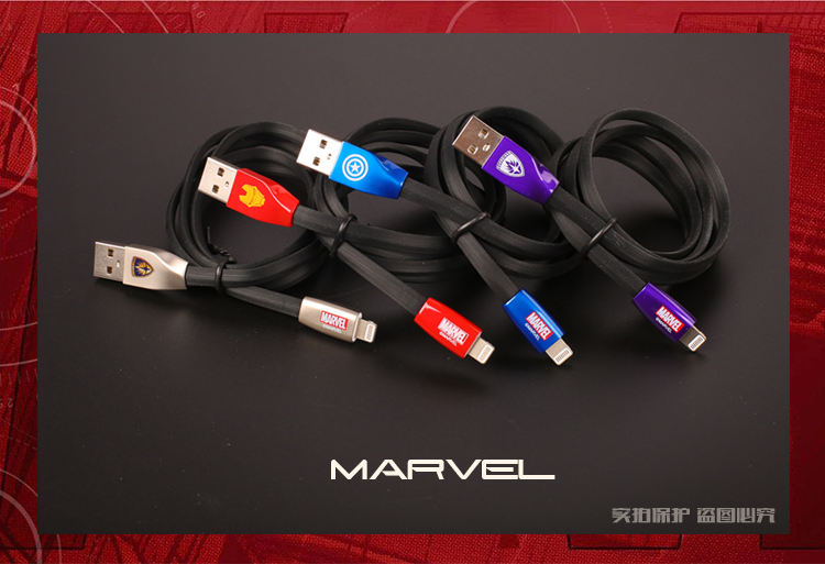 Marvel Zinc Alloy Connector Quick Charge Cable Lighting Cable for Apple iPhone iPad iPod