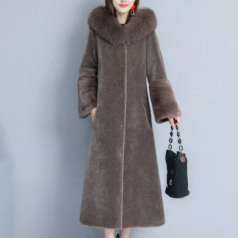 Cừu cắt nhung áo khoác nữ mẹ lông all-in-one fox fur coat châu Âu trạm lông chống mùa giải phóng mặt bằng đặc biệt