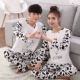 Bộ đồ ngủ cặp đôi cotton tinh khiết nữ in hoạt hình ngọt ngào và dễ thương phiên bản Hàn Quốc 2019 dài tay mới phục vụ tại nhà - Cha mẹ và con