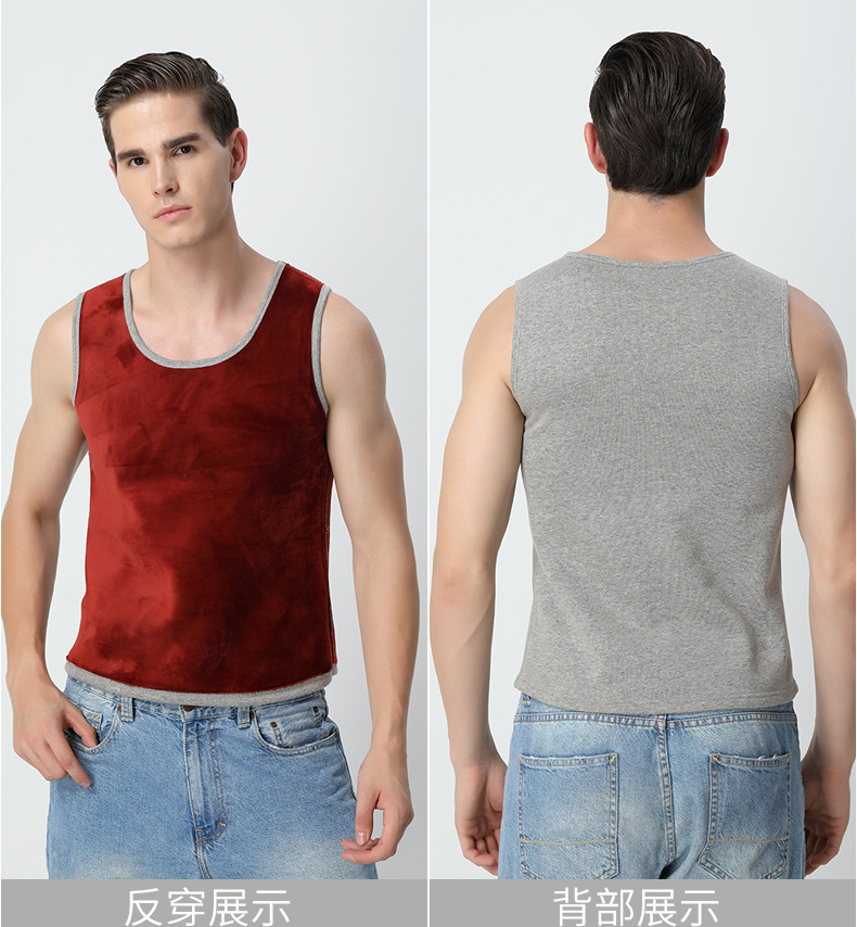 Trung niên nam thu đông thoáng khí dày nhung nóng lạnh không tay ấm áo vest cơ bản XL áo nam