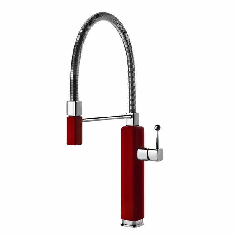 Italian Minimalist Kitchen Faucet for Sink, Island Sink, Splash-Proof Faucet, Copper Pull-Out and Rotatable