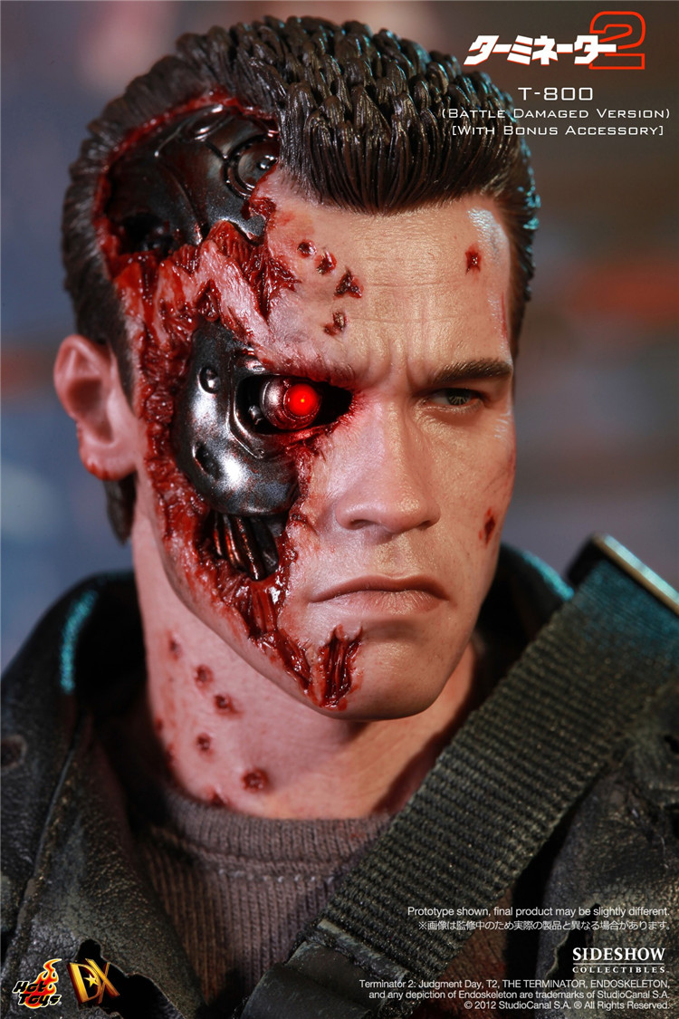 Купить атрибутику Фигурка T800 Теминатор 2 HOTTOYS С Повреждениями Арнольд Шварценеггер мерчандайз