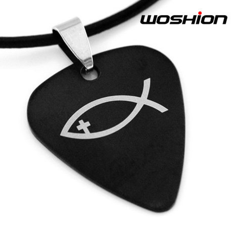 Ji Fan Music Metal Punk Band Personality Rock Pick Necklace Fish Pattern