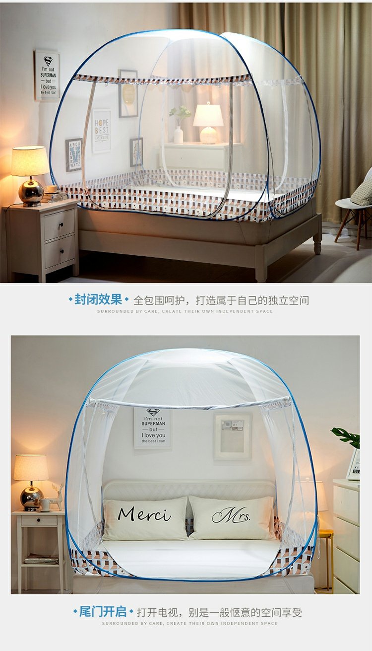 Lắp đặt miễn phí lưới chống muỗi Yurt Ba cửa đầy đủ chiều cao 1,2m1,5 mét 180cm gạch lát sàn nhà đôi màn giường ngủ