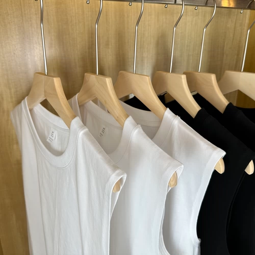 Мужской хлопковый жилет без рукавов для спортзала, футболка с коротким рукавом, круглый воротник