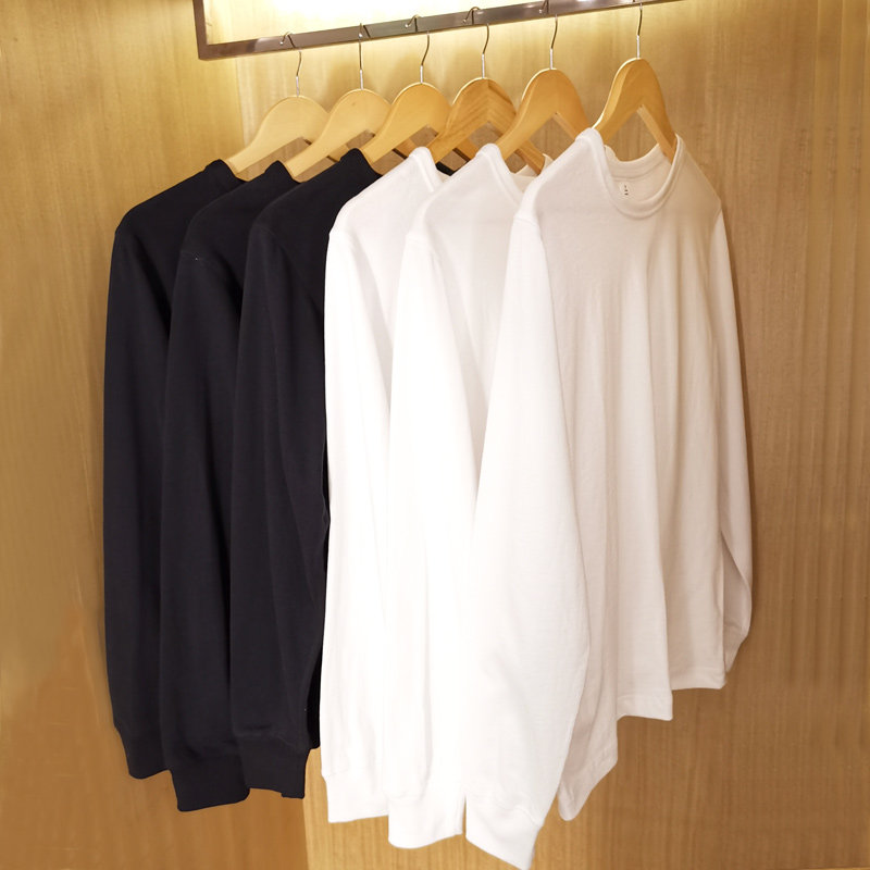 300g pounds of pure cotton long sleeve T-shirt loose pure color blouse sweatshirt T-shirt undershirt with a thick real man and woman