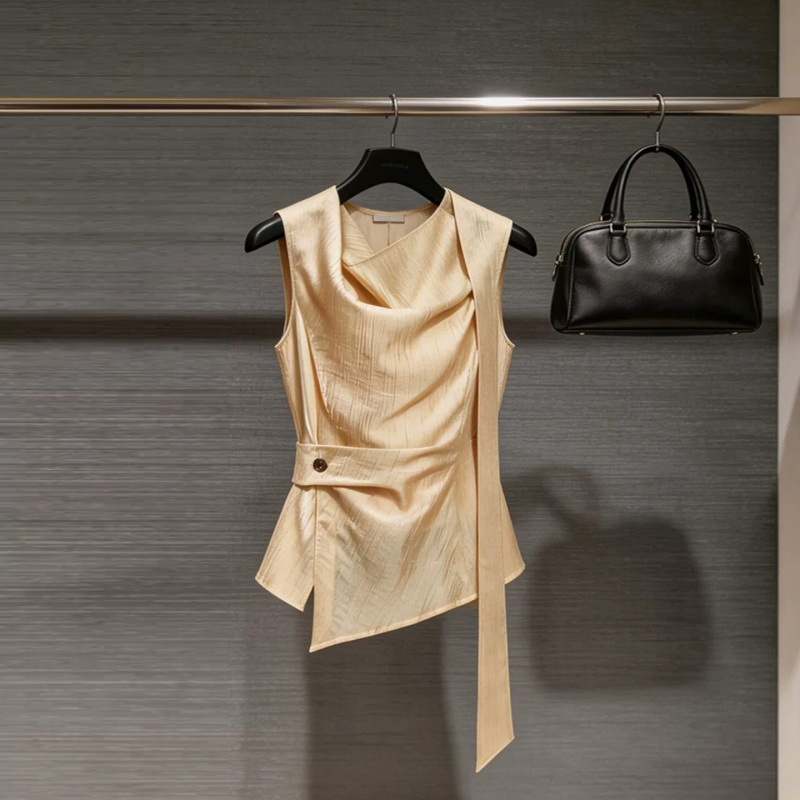 Khaki Sleeveless Silk Shirt for Women, 2026 New Summer Style, Gentle and Elegant, Suitable for Workplace, Mulberry Silk Top Khaki Sleeveless Silk Shirt for Women, 2026 New Summer Style, Gentle and Elegant, Suitable for Workplace, Mulberry Silk Top