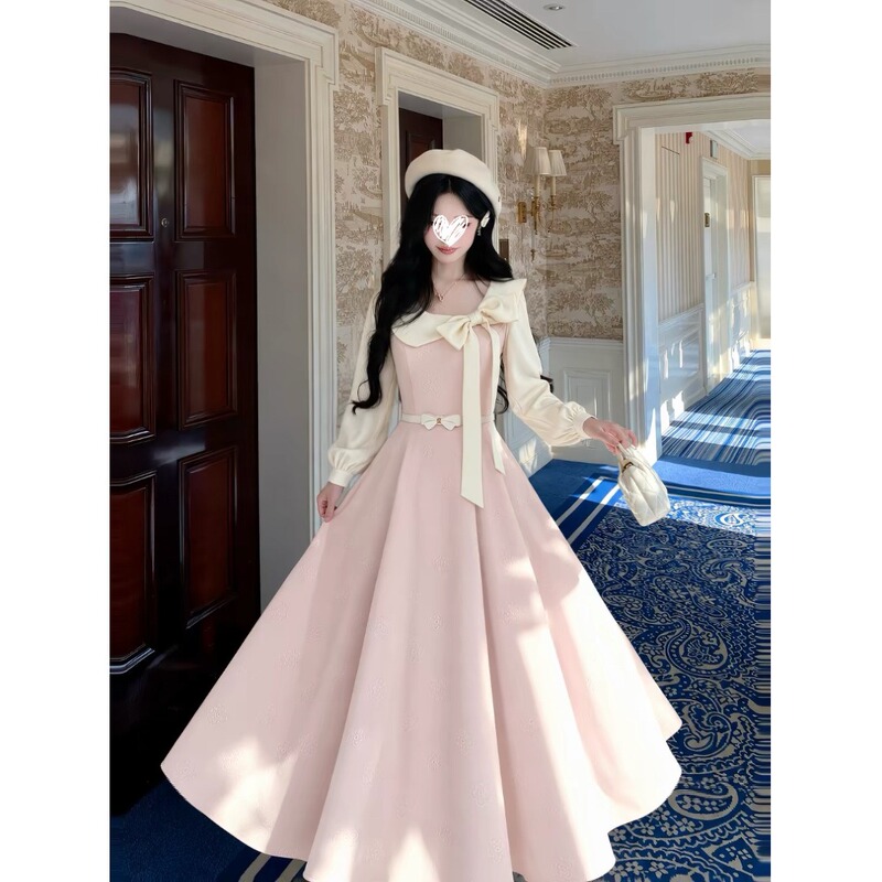 College Style Ribbon Fake Two-Piece Dress for Women, Spring and Autumn, Plus Size, High-End, Waist-Cinching, Slimming, Stunning Long Dress College Style Ribbon Fake Two-Piece Dress for Women, Spring and Autumn, Plus Size, High-End, Waist-Cinching, Slimming, Stunning Long Dress