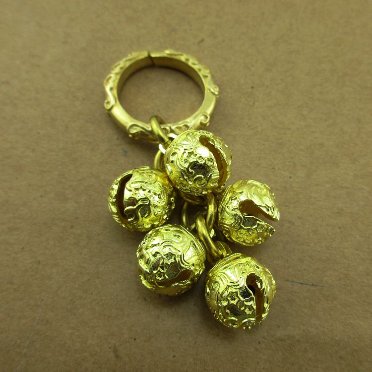 Brass Bells Đồng nguyên chất Móc khóa Eo Mặt dây chuyền Vòng đeo tay ác Vòng chân nhỏ Chuông nhỏ DIY Mặt dây chuyền Mặt dây chuyền - Vòng chân lắc chân nữ handmade