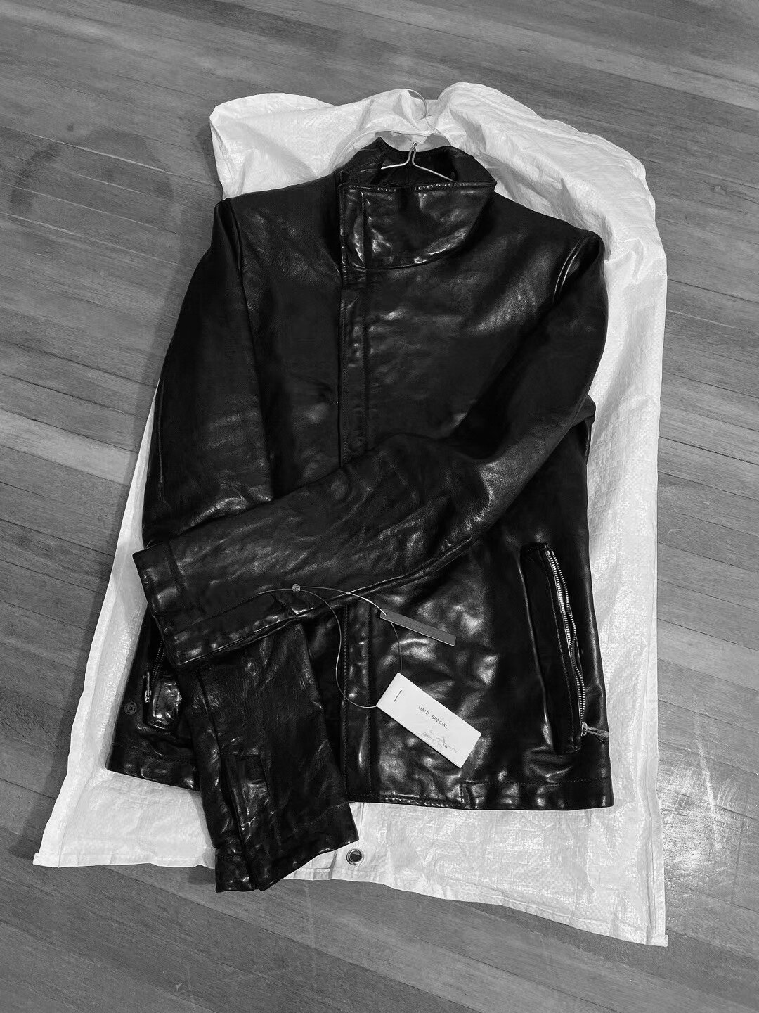 Spot Carol Christian Poell CCP pure handmade vegetable tanned leather horseskin zipper leather jacket 2599