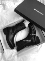 Ann Demeulemeester Black Rear Lace-up Rear Strap Mid-barrel Boots Shoes