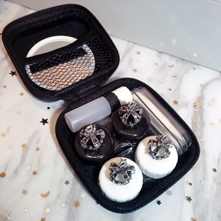 Cá tính stereo vương miện đẹp đôi hộp hai bộ kính vô hình hộp retro vẻ đẹp đồng hành hộp - Kính đeo mắt kính gọng kính đẹp