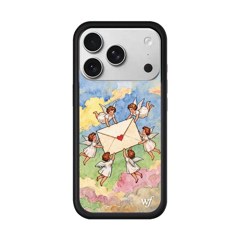 Wildflower Collaboration Oil Painting Angel Letter Case Suitable for Apple 18 Pro Max Phone Case iPhone 17/16/15/14/13 Pro Max European and American Anti-Drop Retro Cute Ins Style