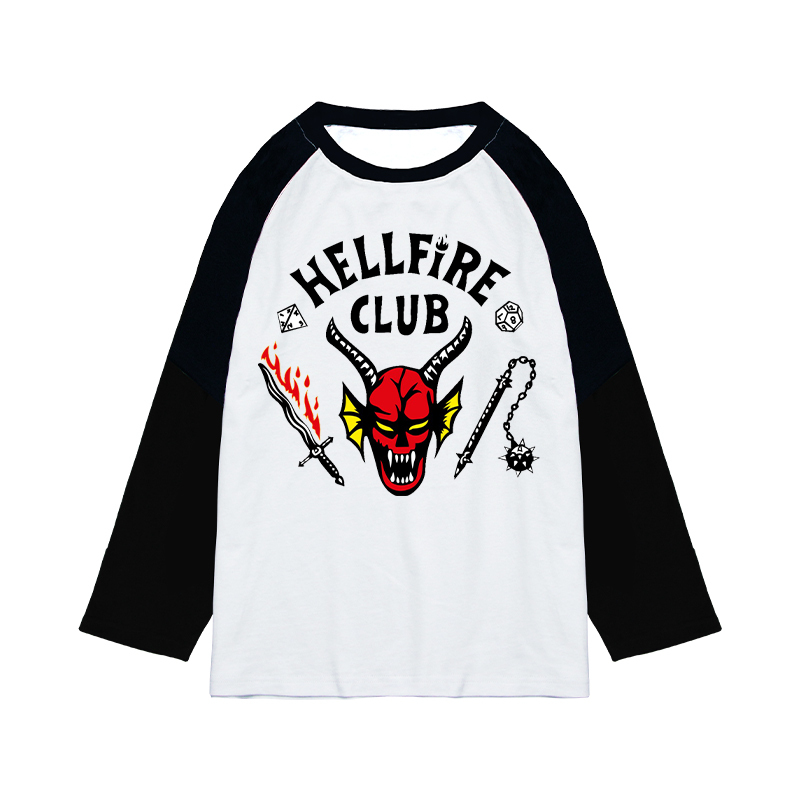 Stranger Things Merchandise Same Style Short-Sleeve T-Shirt Hellfire Club Pure Cotton Long-Sleeve Shirt Training Team Uniform