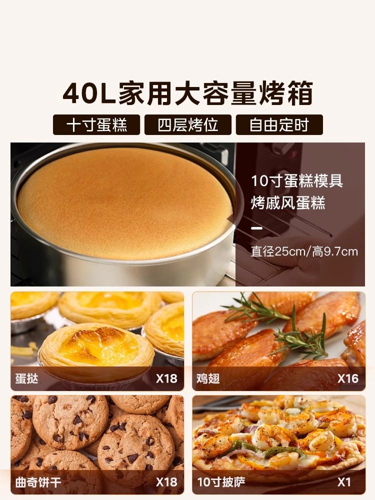 Midea Oven for Home Use, Small 2024 New Model, 40-Liter Large Capacity, Multi-Functional Electric Oven Specifically for Baking Cakes