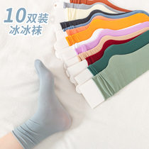 Pile socks Socks summer stockings thin mid-tube socks ins tide Summer Korean ice ice socks Long tube stockings womens tide