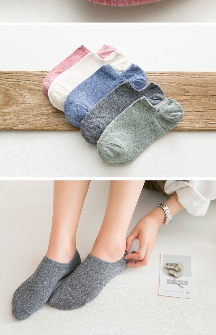 Vớ mùa hè nữ nông miệng vớ cotton retro vớ màu rắn Phiên bản Hàn Quốc của khử mùi gió đại học nữ vớ mùa hè vớ mỏng tất nike