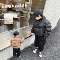 Slightly childlike boys down clothes 2021 new thickened foreign air childrens high-end day department design sensation 90 suede jacket
