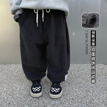 Slightly Child Clothing Children Sports Pants Plus Suede Thickened Boy Long Pants Winter New Baby Foreign Air Casual Pants Tide