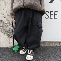 Slightly childrens clothing boys day tying pants gush autumn and winter baby long pants loose tide children 100 lap pants to keep warm